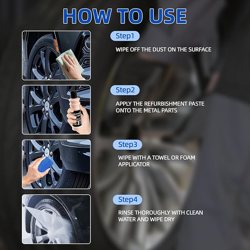 Chrome Polish for Cars, Metal Polish and Chrome Cleaner for Cars, Golf Clubs, Jewelry, Silver, Brass, Aluminum, Copper, Stainless Steel and Various Metals 5.07fl oz./150ml