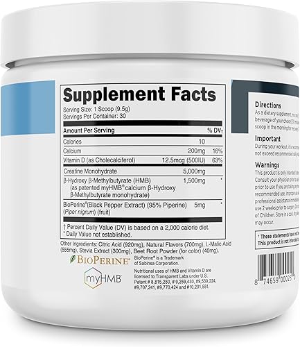Miniatura 9 de Transparent Labs Creatine HMB - Monohidrato de creatina en polvo con HMB para crecimiento muscular, mayor fuerza, mayor producción de energía y