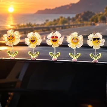 Car Dashboard Accessories, 5 Pcs Shaking Spring Car Decorations