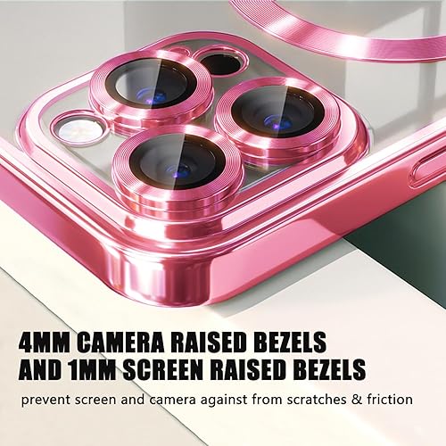 Miniatura 7 de Misscase Funda MagSafe para iPhone 14 Pro con protector de lente de cámara, funda magnética transparente antiarañazos, oro rosa