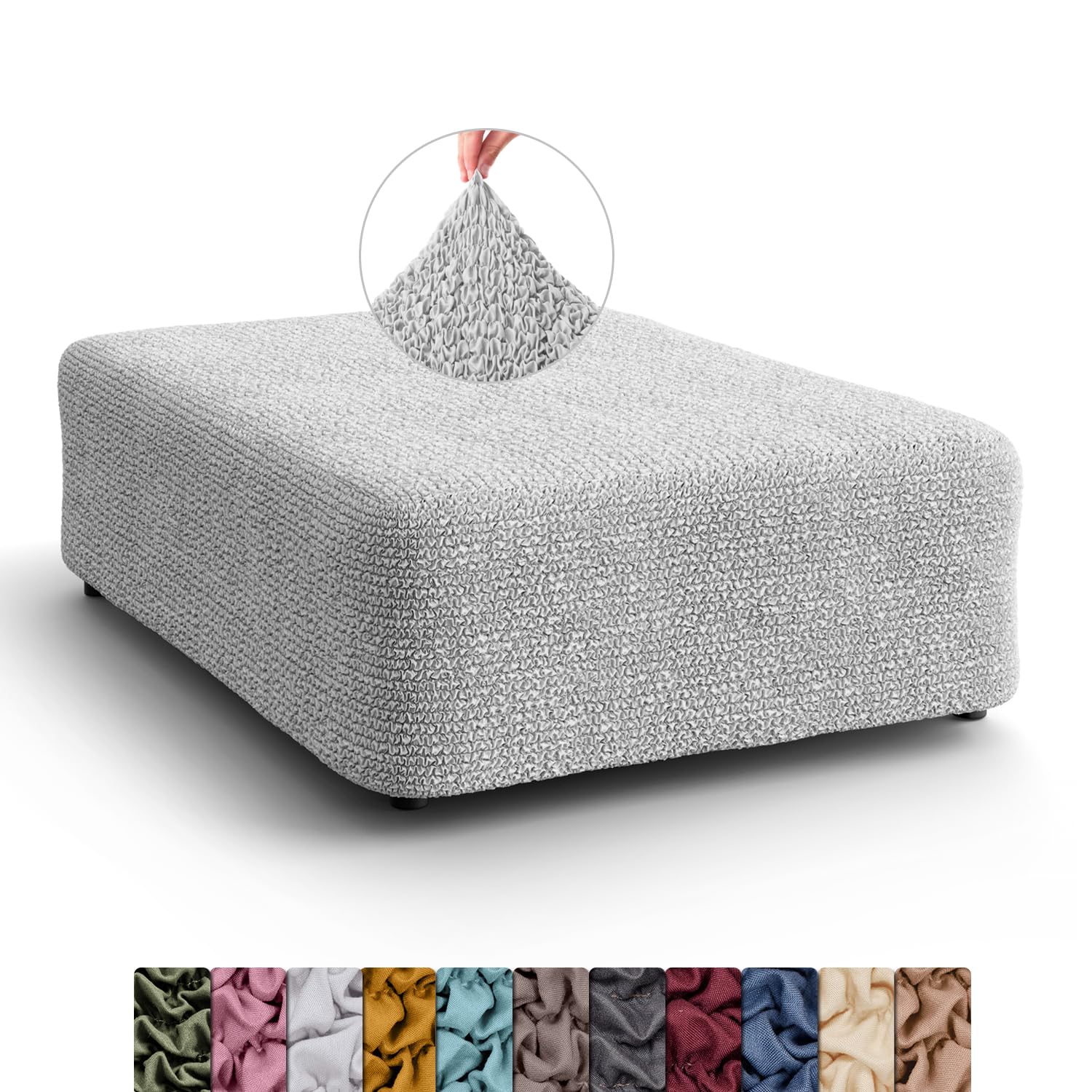Menotti 3 Seater Couch Cover - Sofa Cover - Sofa Protector - Soft Polyester Fabric Slipcover - 1-Piece Form Fit Stretch Elastic Stylish Furniture Cover - Microfibra - Grey (3 Seater) — view 63