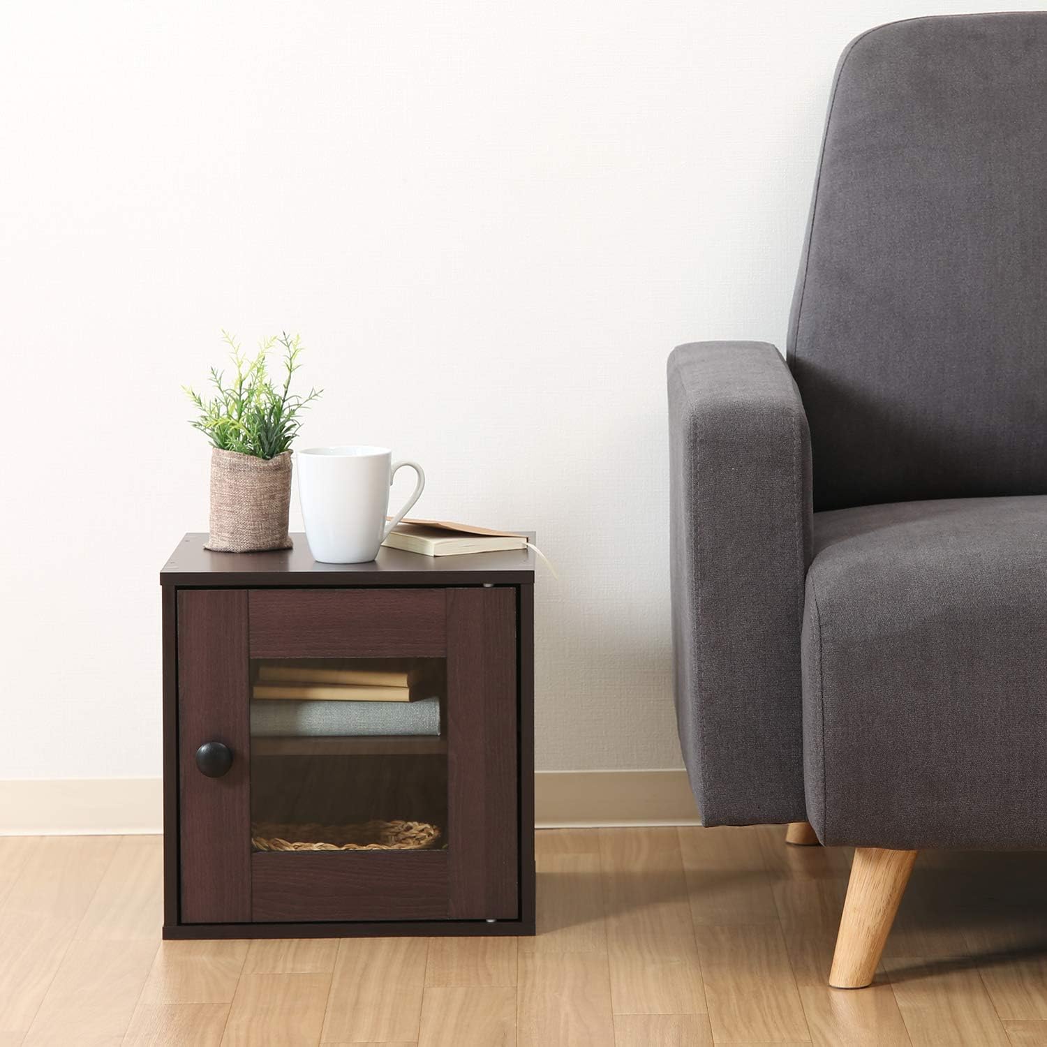 Fuji Boeki 99899 Cube Box, Glass Door, Width 13.6 x Depth 12.4 x Height 13.6 inches (34.5 x 31.5 x 34.5 cm), Brown, Storage, Free Combination