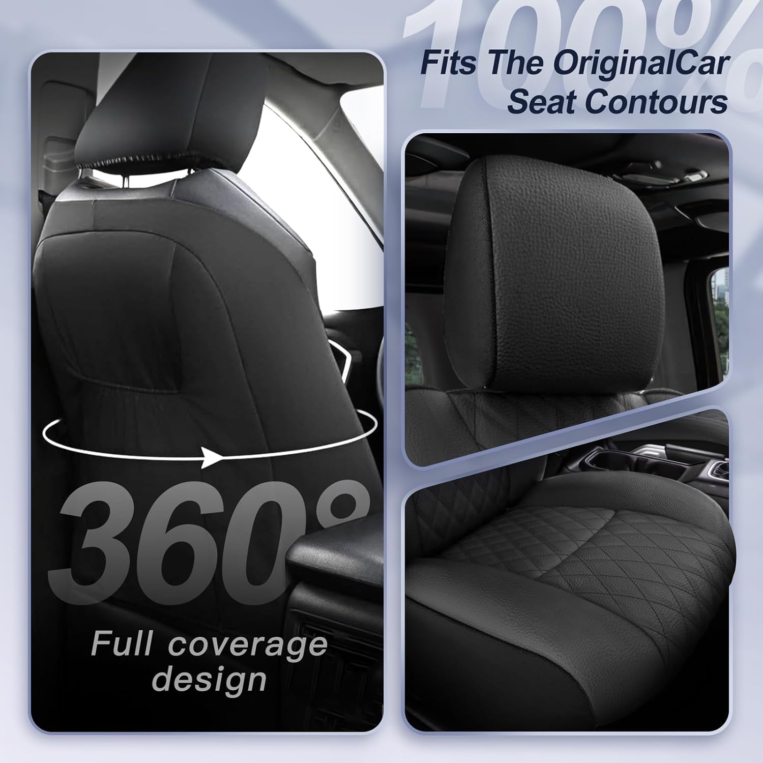 GIANT PANDA Full Set Seat Covers for Jeep Wrangler TJ 1997-2002, Faux Leather Seat Protectors (Full Set, Black)