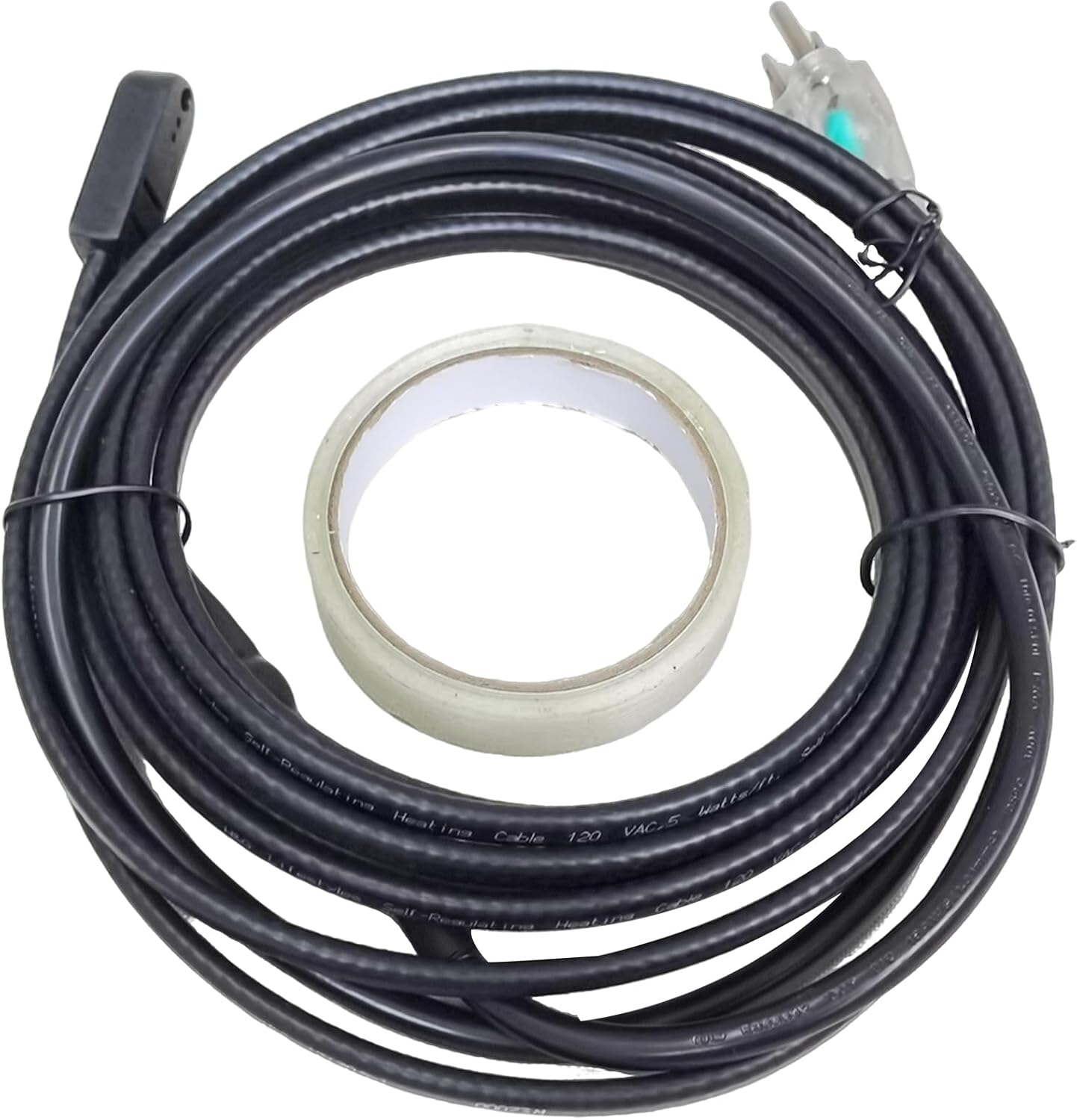 FixtureDisplays® 15 Ft. 120 V Self-Regulating Pipe Heating Cable, for Pipe Freeze Protection, Protects PVC Hose, Metal and Plastic Pipe from Freezing, Black 16147-NPF