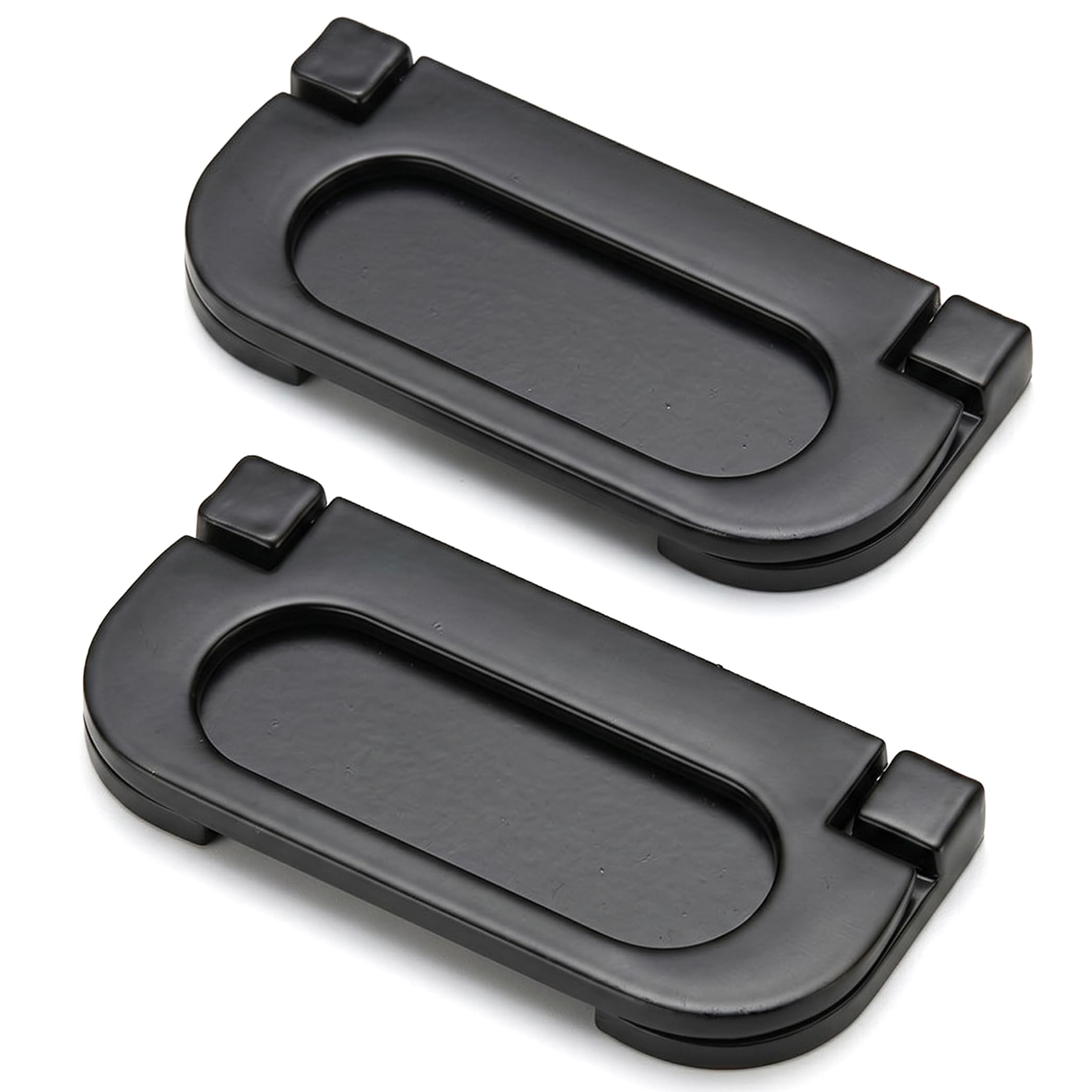 2 Pack Recessed Door Pulls, Zinc Alloy Flush Pull Handles, Flat Door Knobs for Tatami Drawer Cabinet, Matte Black