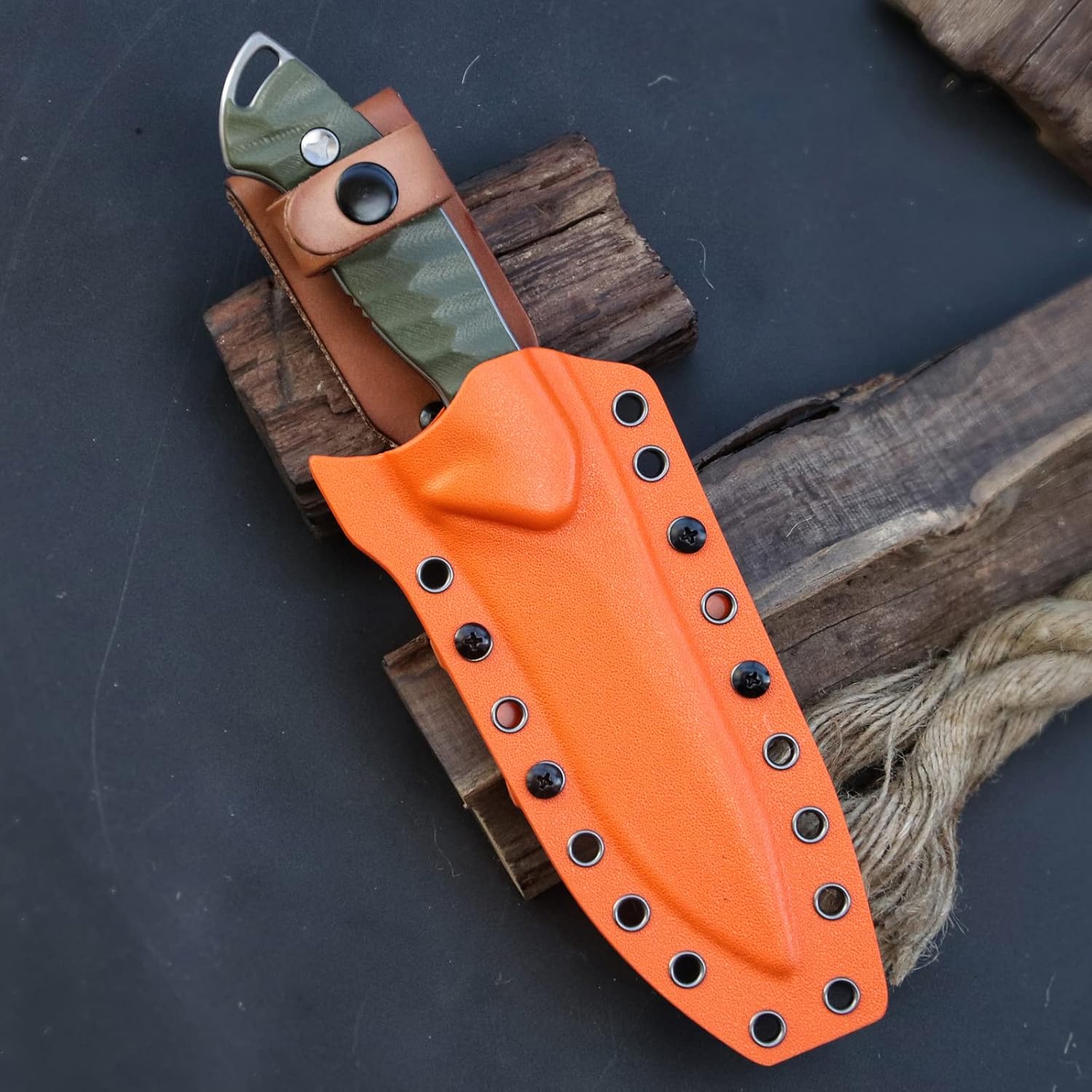 10.3in ATS-34 stainless steel Full Tang Fixed Blade Knife with 5.2 in Edge Blade and G10 Handle Kydex Sheath for Outdoor, Tactical, Survival and EDC (Black)
