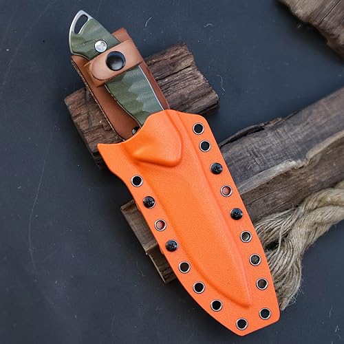 Miniatura 4 de LENGREN Cuchillo de hoja fija ATS-34 de acero inoxidable de 10.3 pulgadas con hoja de borde de 5.2 pulgadas y mango G10 para exteriores, táctico,