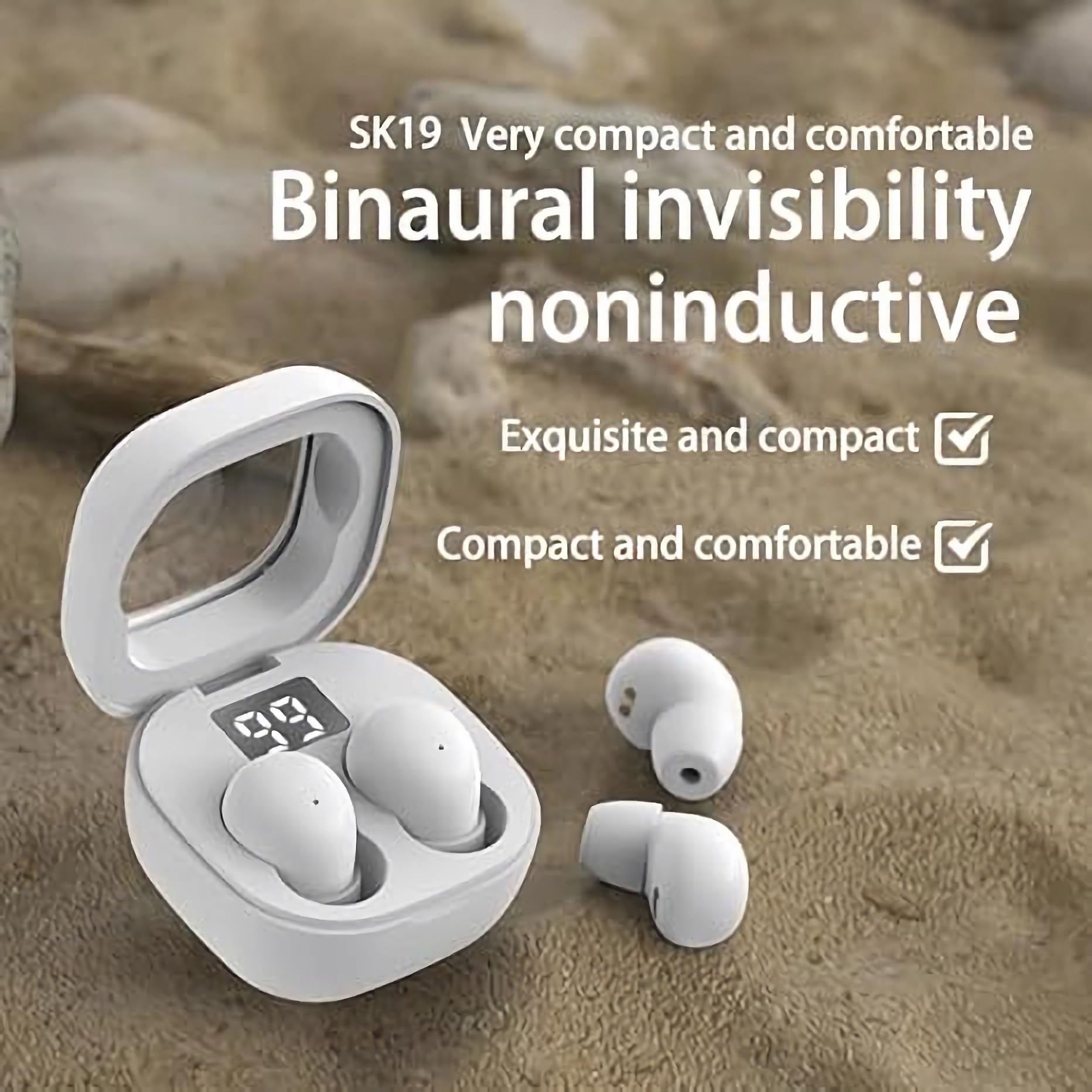 Syzplnwy Cuffie e auricolari wireless Bluetooth per dormire lateralmente, con cancellazione del rumore, invisibili, ultra piccoli, adatti per orecchie piccole, colore: bianco