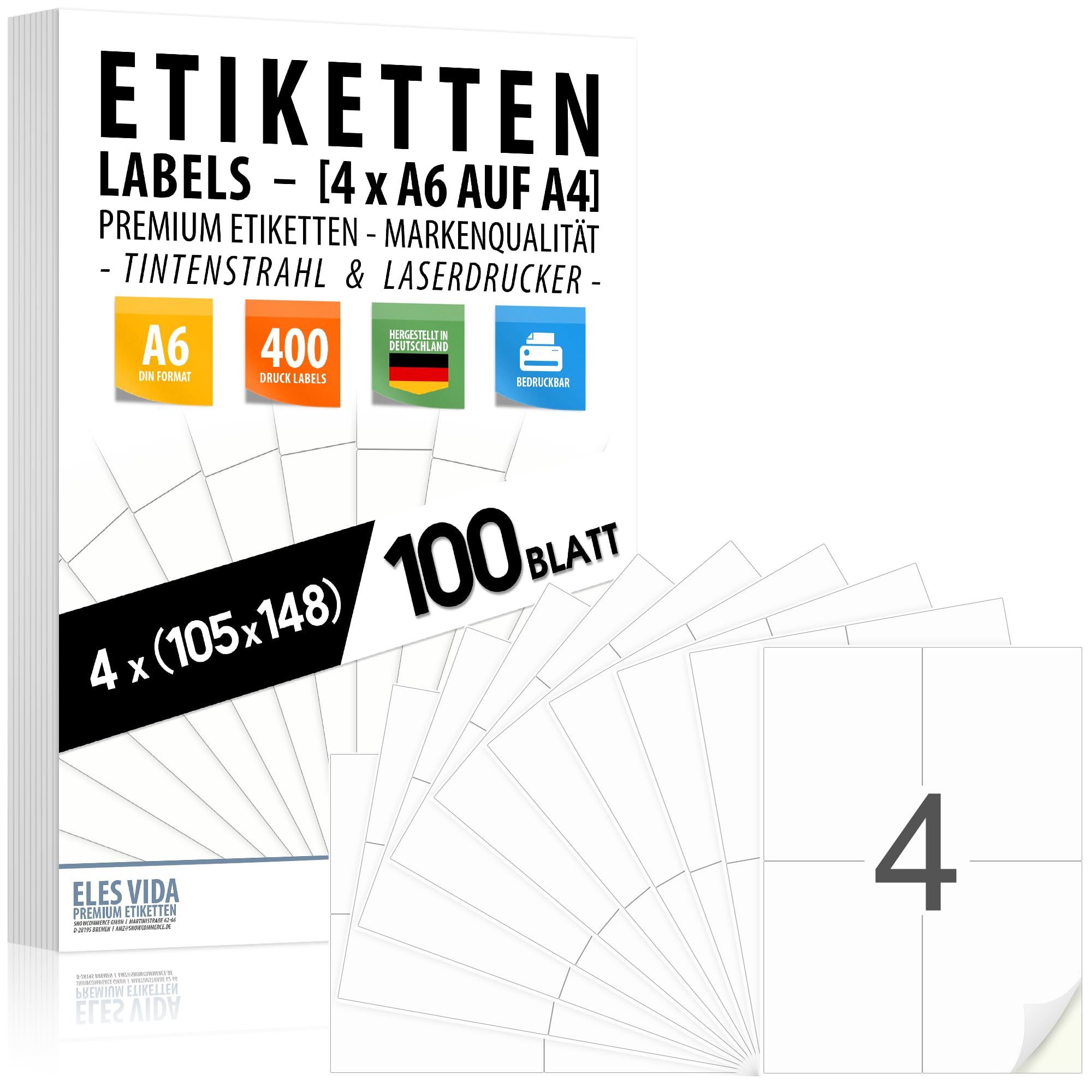 Labelident Laser-Etiketten weiß 25,4 x 10 mm - 189 Etiketten pro A4-Bogen - 18.900 Etiketten (100 DIN A4 Bögen), ablösbar, ablösbare