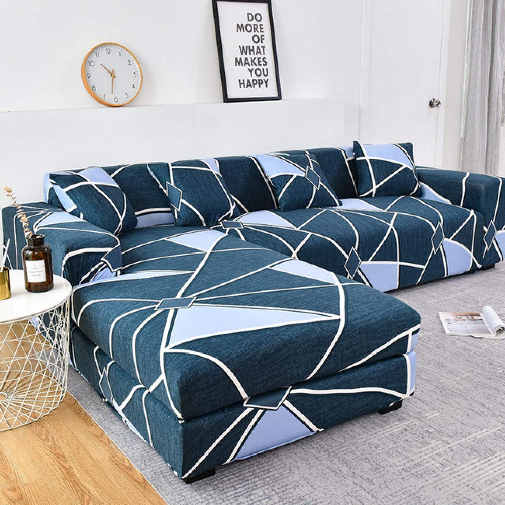 Housse de canapé en coton d'angle L 2 pièces élastique
