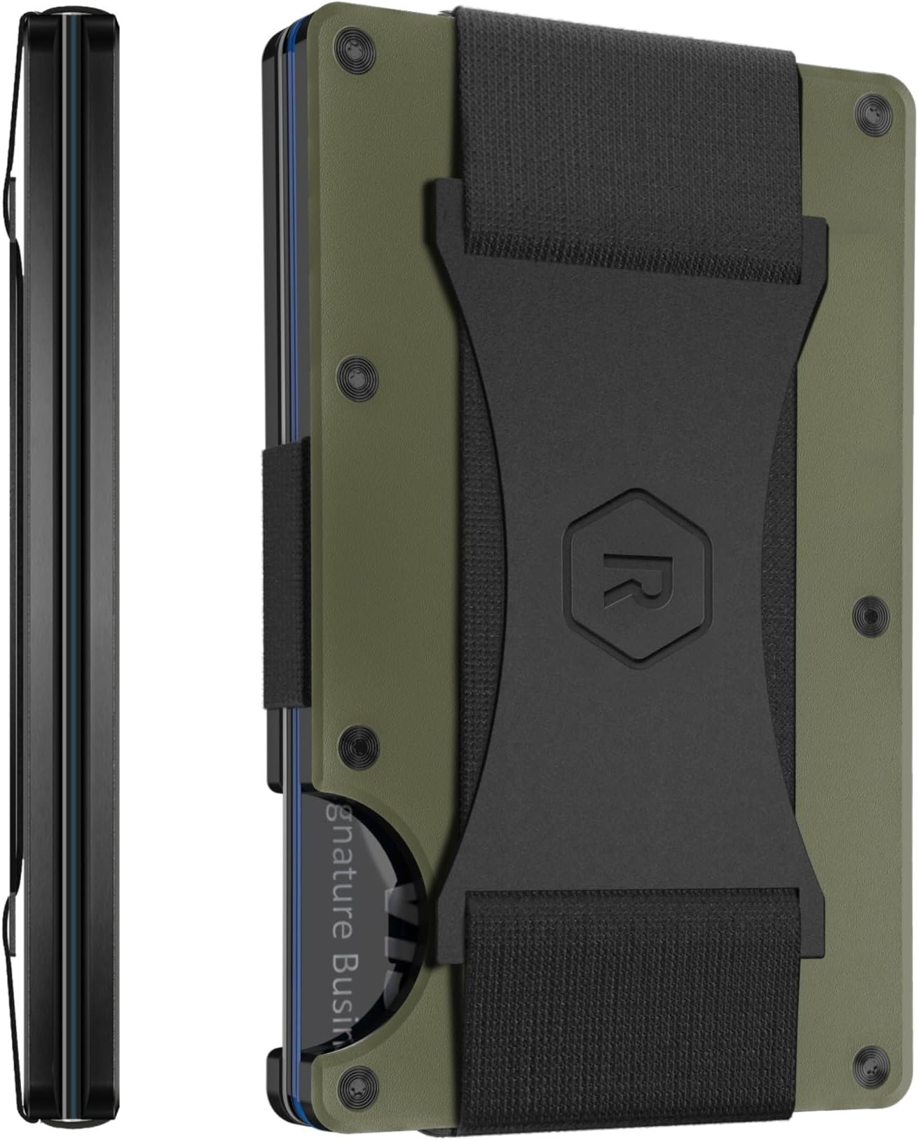 The Ridge Men's Wallet Authentic Minimalist Titanium Metal RFID Blocking Wallet - Burnt Titanium Cash Strap | RFID Minimalist Wallet, Slim Wallet