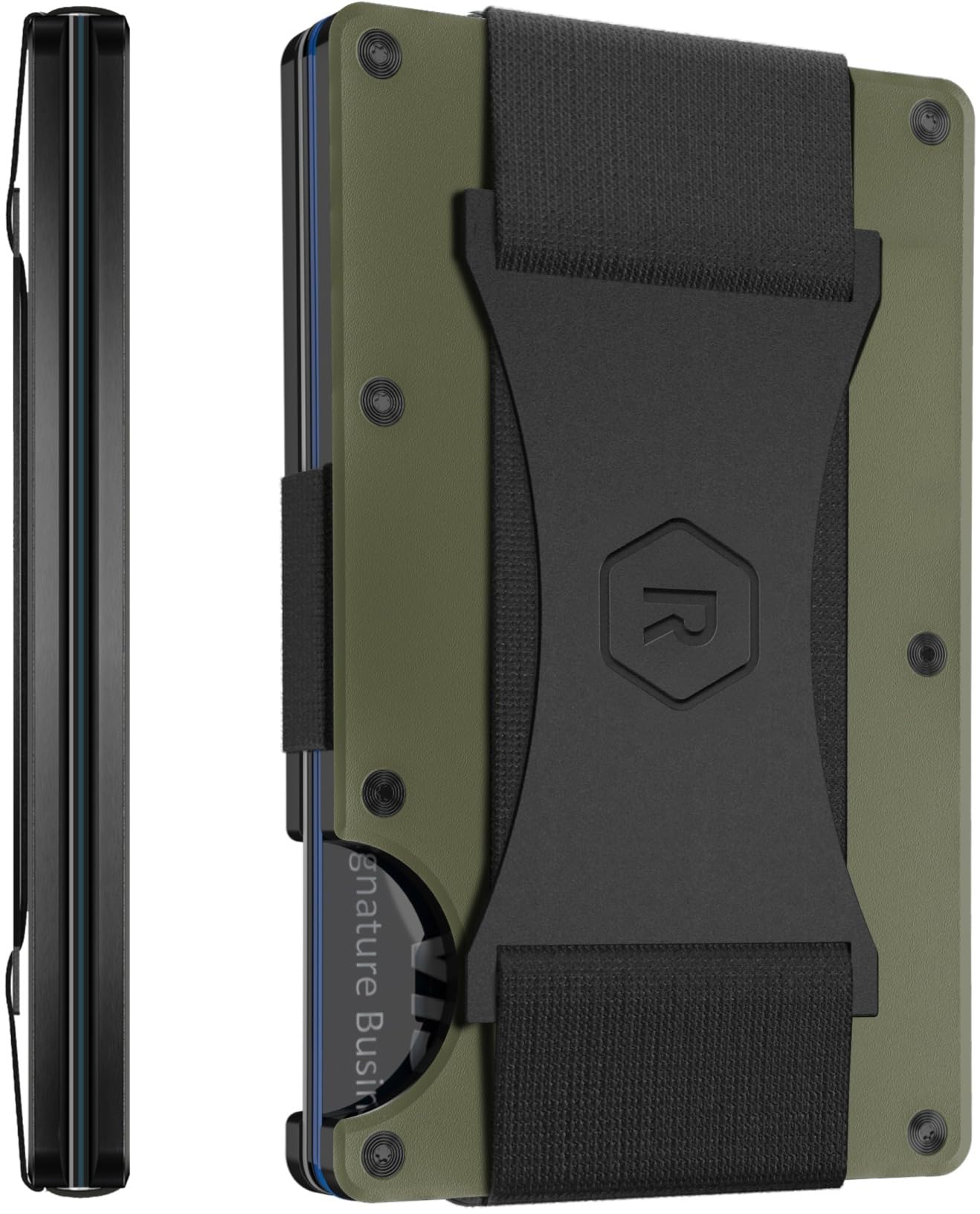 The Ridge Men's Wallet Authentic Minimalist Titanium Metal RFID Blocking Wallet - Burnt Titanium Cash Strap | RFID Minimalist Wallet, Slim Wallet