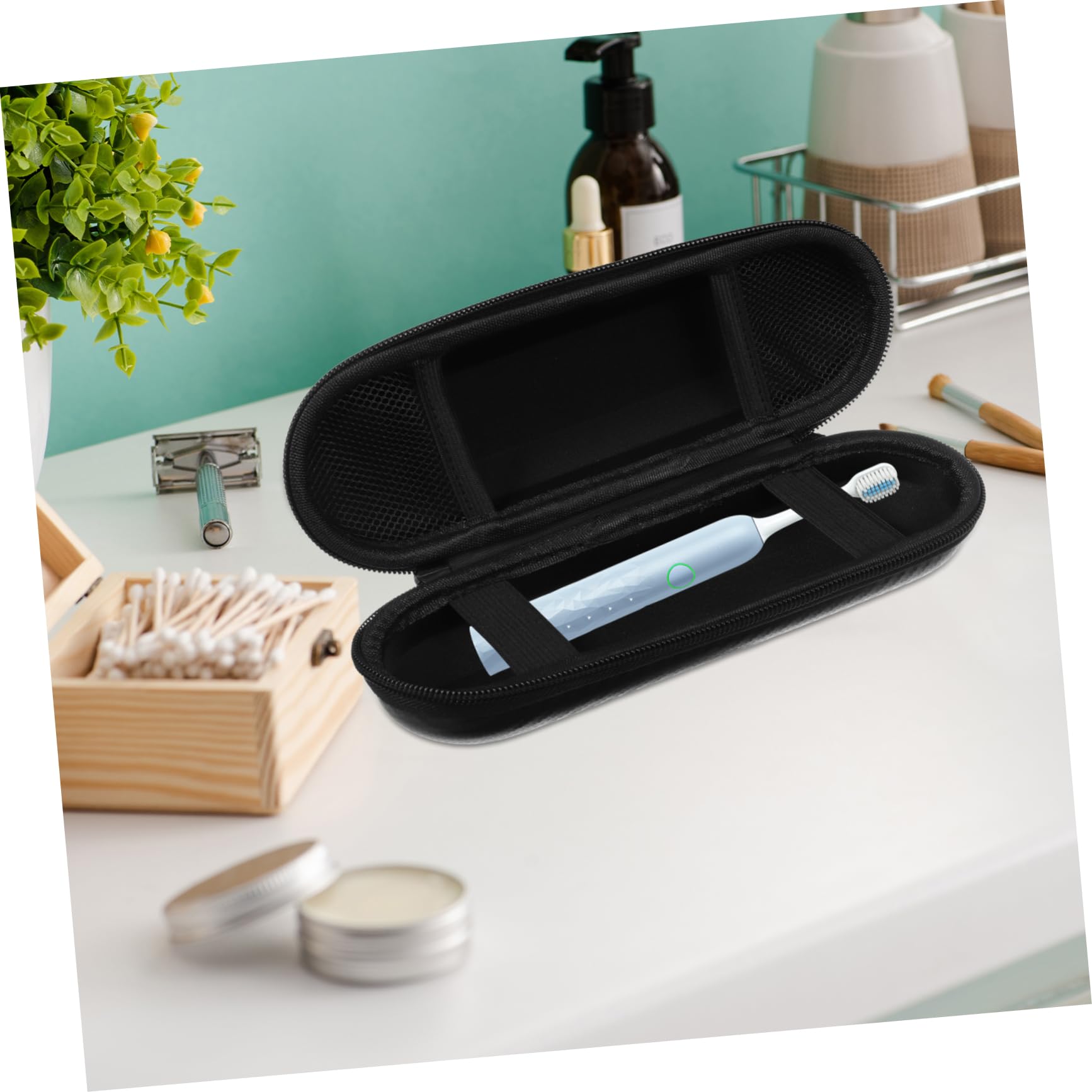 4stücke Elektrische Zahnbürstenbox Wasserdichtes Und Staubdichtes Reiseetui Für Elektrische Zahnbürsten Tragbare Zahnbürstentasche Schwarzem Lederdesign Für Unterwegs