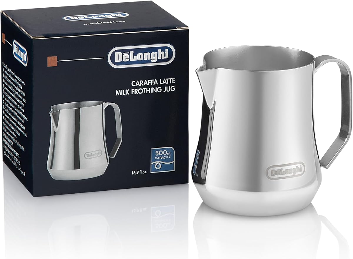Jarra para espumar leche De'Longhi, acero inoxidable, 17 oz - DLSC069