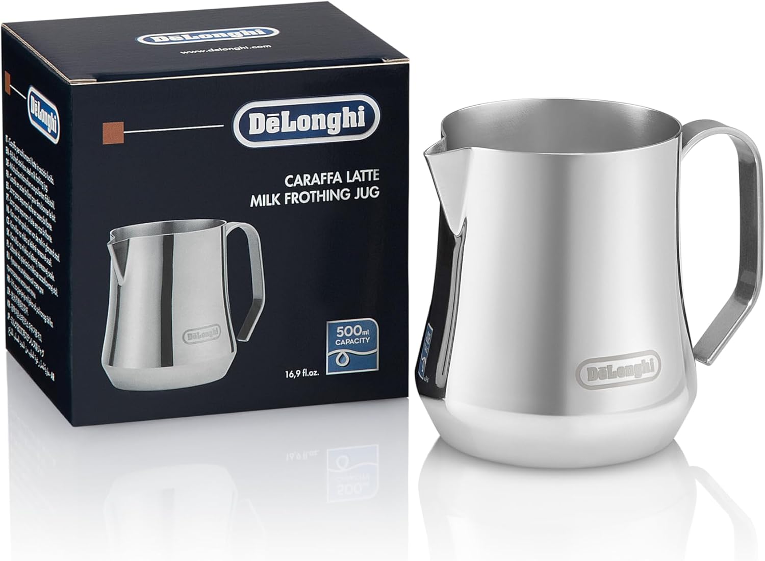 De'Longhi Milk Frothing Pitcher, Stainless Steel, 17 oz - DLSC069