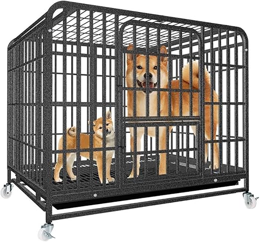 Amazon Co Jp Zww 犬小屋 30キロの下でペットに適した中型の犬薩摩サイド犬 柴犬ペット犬のケージ トレイとスカイライトのデザイン アンチ一口 Color Black Size 94 64 84cm ペット用品