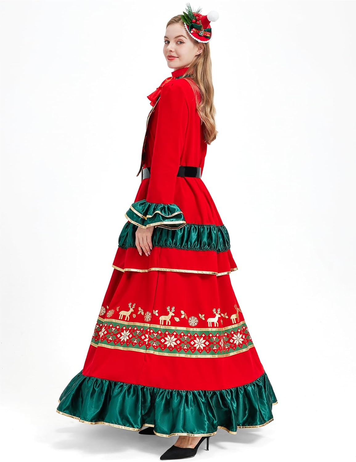 Mrs Claus Costume Adult Women Miss Santa Dress 4PCS Long Sleeve Christmas Outfit Party Holiday Plus Size - Image 2