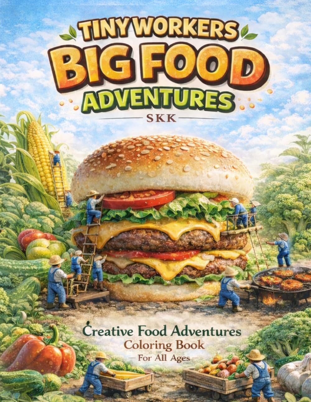 TINY WORKERS BIG FOOD ADVENTURES: Creative Food Adventures Coloring Book For All Ages