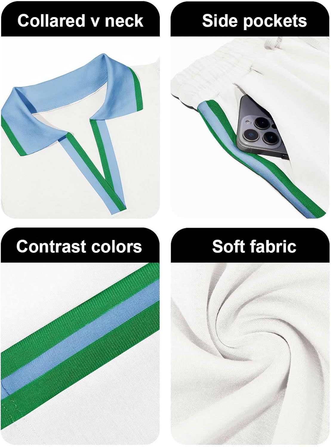 Fisoew Womens 2 Piece Skirt Set Summer Cap Sleeve Tops Matching Tennis Skirts Casual Color Block Vacation Outfits Lounge Sets - Image 5