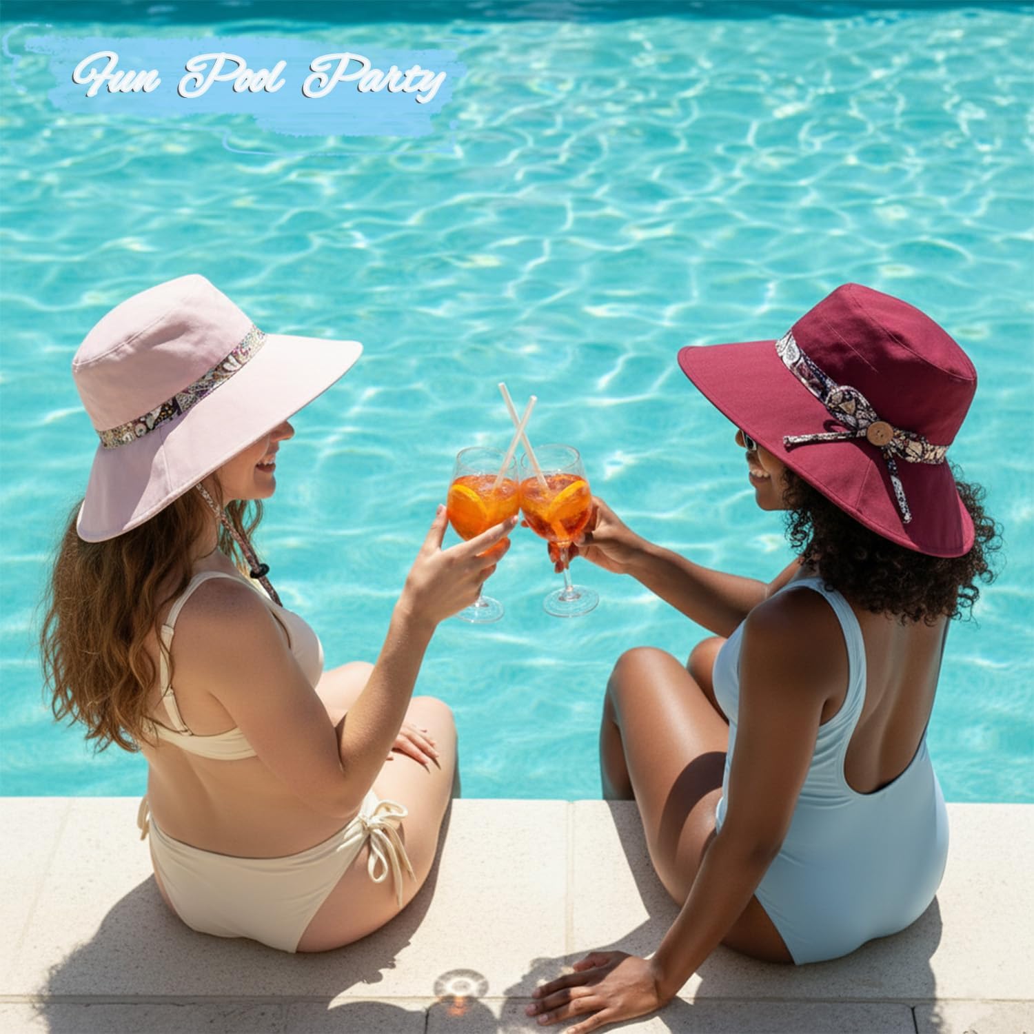 Women Wide Brim Sun Hat Reversible Bohemian Outdoor Bucket Fishing Hats UV Protection for Hiking Beach Travel