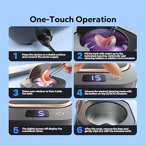 Miniatura 6 de Limpiador de retenedores, limpiador ultrasónico para retenedores, protectores bucales, protectores nocturnos y dentaduras, limpiador de joyas, 48