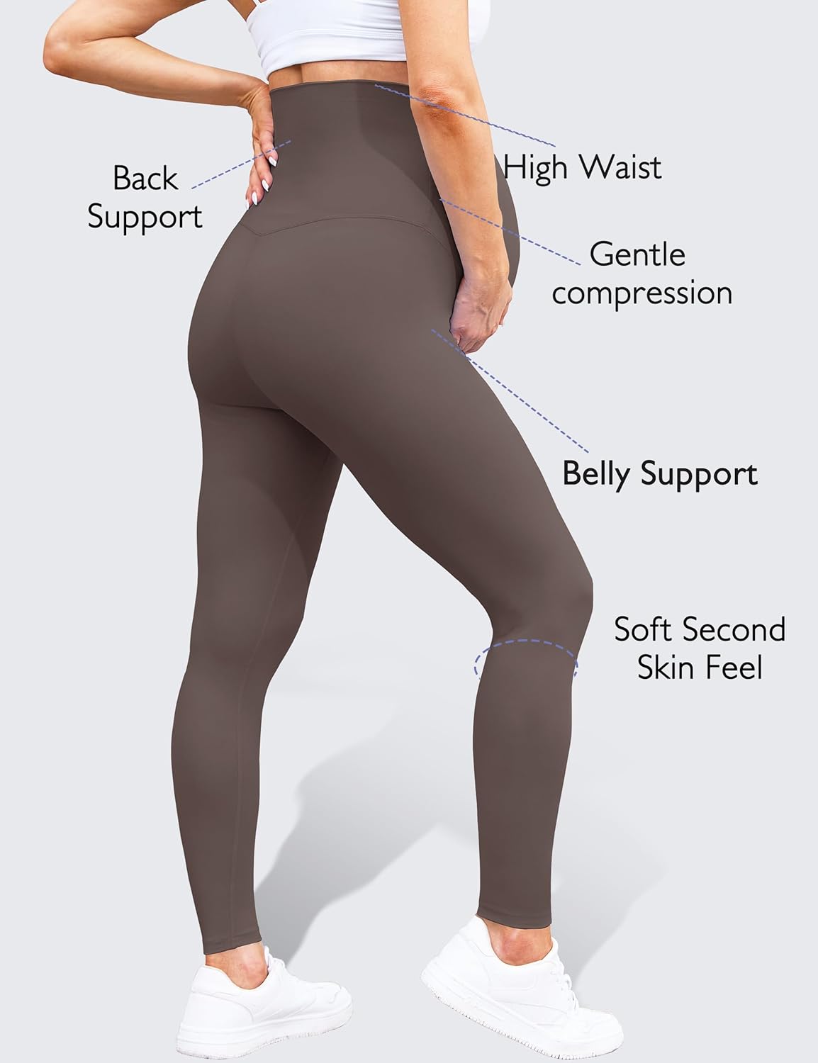 Women's Maternity Leggings Over The Belly - Ultra Stretchy Soft Bump Support Workout Activewear Yoga Pregnancy Pants - Image 3