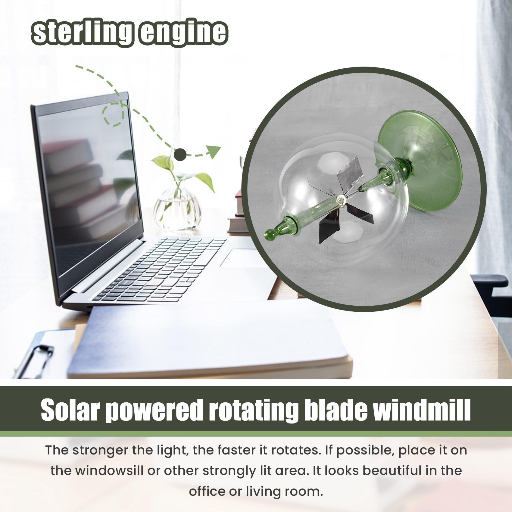 Verde Solar Power Radiómetro Crookes Energía Solar WingGel Regalo Hogar Escritorio Decoración