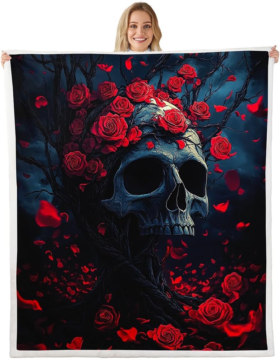 Castle Fairy Funny Skeleton Blanket Twin 60x80 Bohemia Star Sun Blanket for Boys Girls Wild Mushroom Hippie Flower Sherpa Blanket Happy Halloween Blanket Living Room Decor