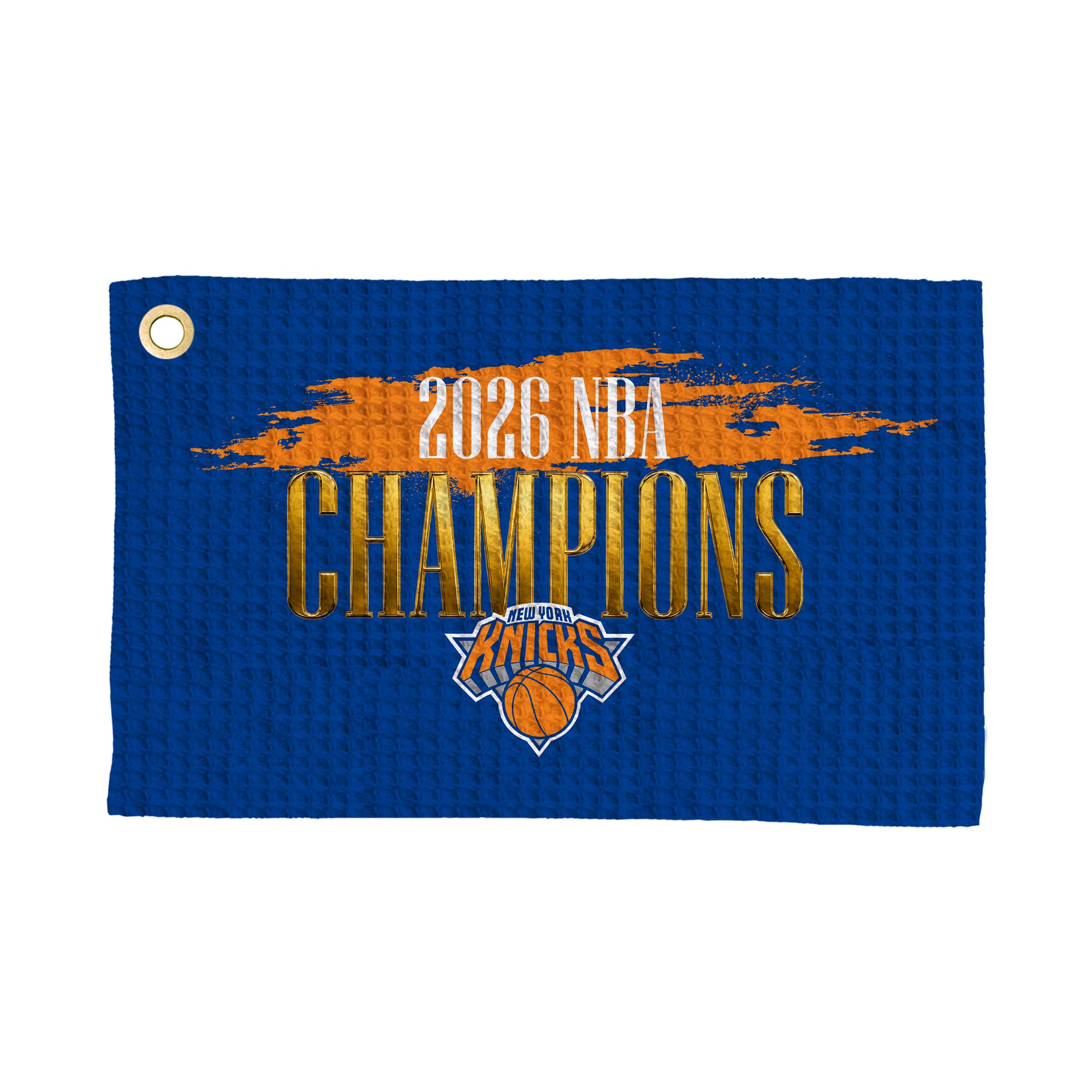 Northwest New York Knicks 2026 NBA Champions Waffle Golf Towel, Officially Licensed Microfiber Fabric, Absorbent Club Cleaning Accessory, Carabiner Clip, 16 x 25 Inch