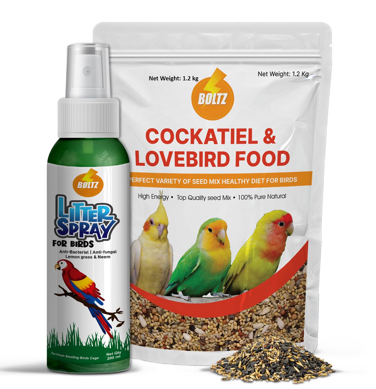 BOLTZ Combo of Cockatiel Food 1.2 Kg and Bird Litter Spray 200ml, Multicolored (COCKLITSPR) (B09GPDZBL5) Amazon Price History, Amazon Price Tracker