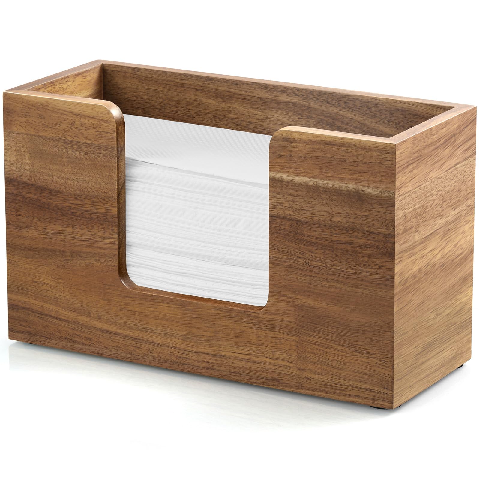 Paper Towel Dispenser Countertop, Acacia Wood Bathroom Paper Towel Holder for Home, Napkin Holder for Kitchen, Multifold C-Fold, Z-Fold, Trifold Paper Hand Towel Dispenser for Bathroom Toilet