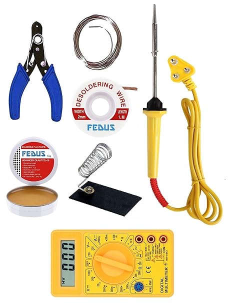 Fedus 7 In 1 built Electric Soldering Iron Kit 25 W with Basic Multimeter