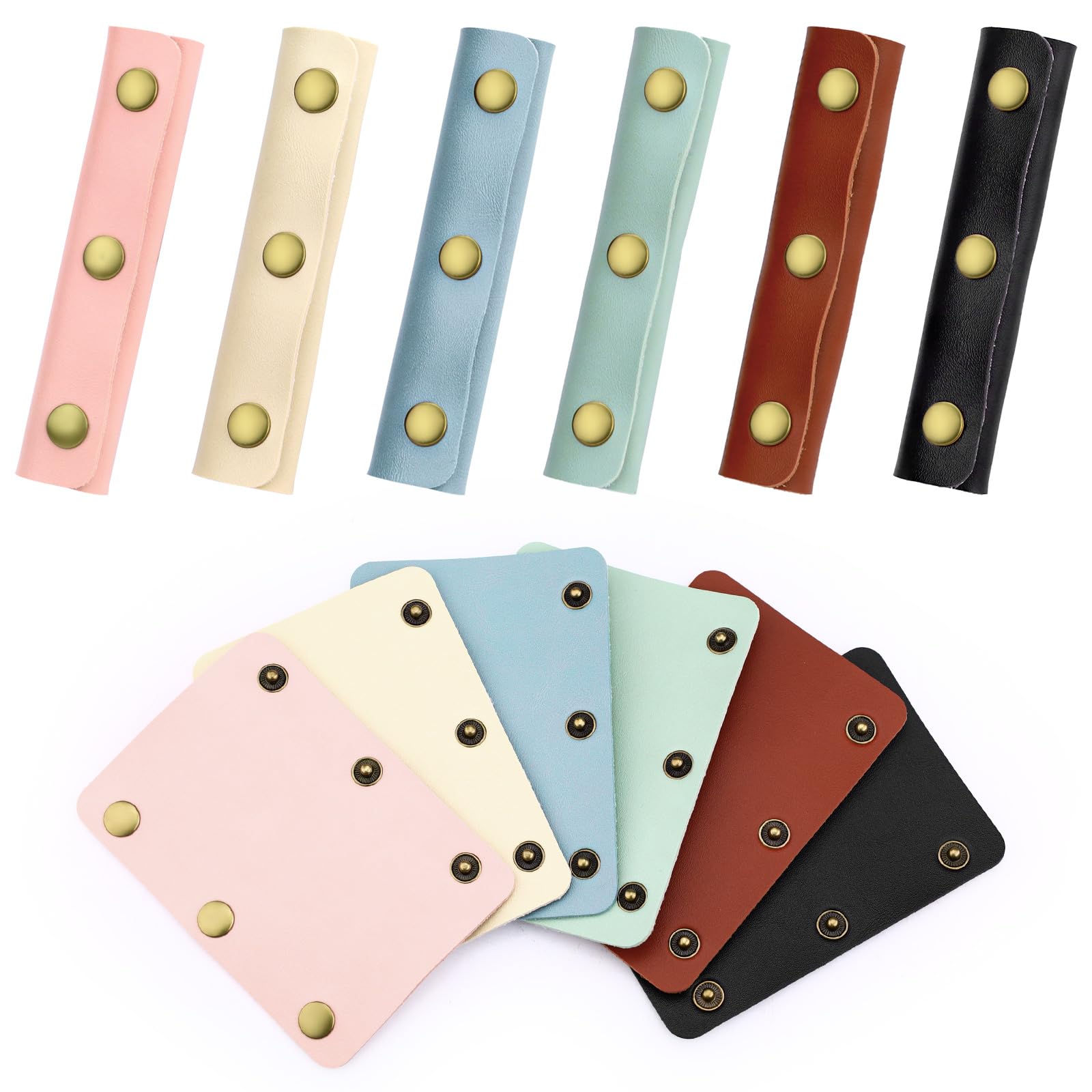 Realand 12 Pack Handbag Handle Wrap with 3 Snaps, Leather & Suede Bag Handle Wrap Purse Grip Cover Protector for Tote Wallet