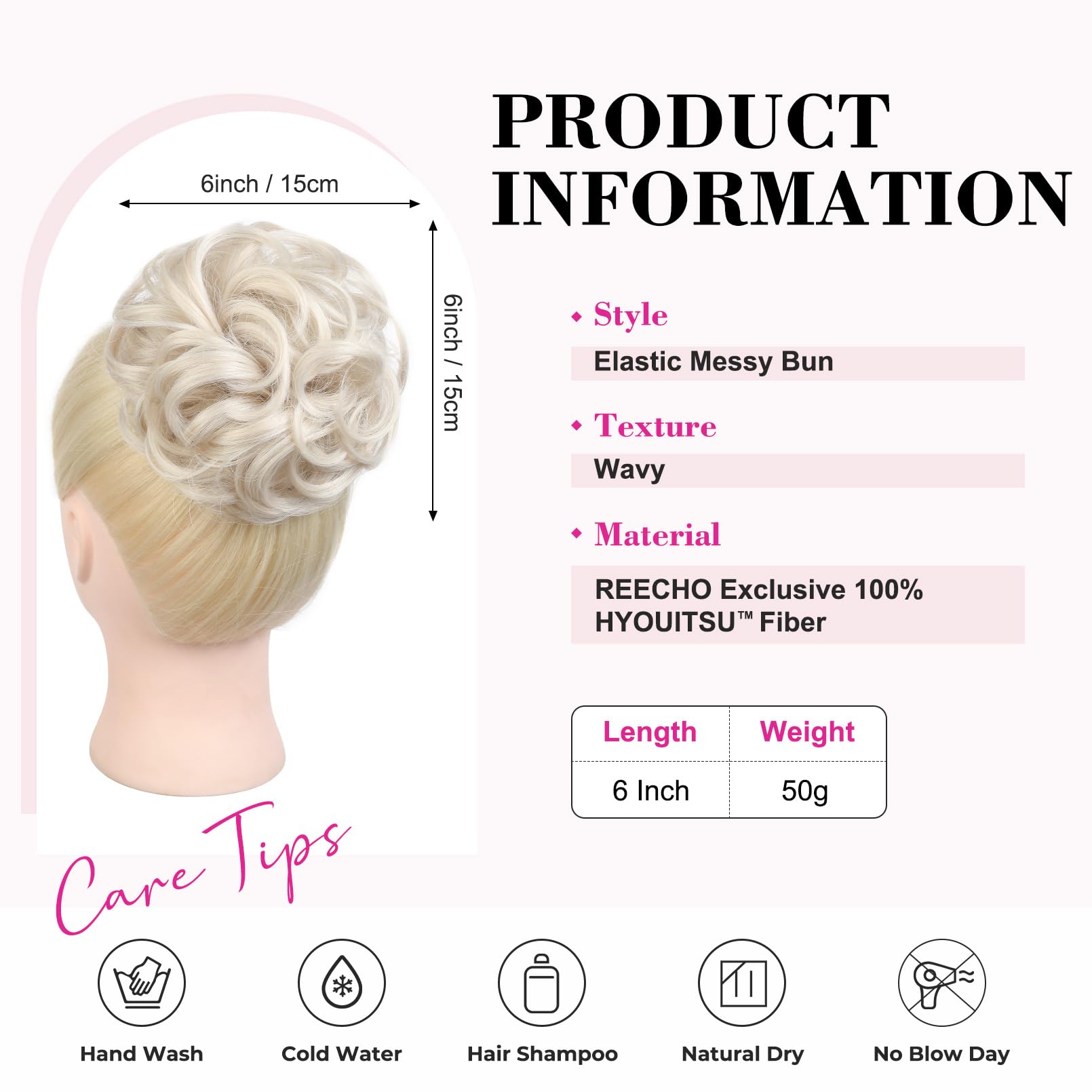 REECHO Messy Bun Hair Piece, Thick Tousled Updo Elastic Synthetic Ponytail Extensions for Women, Scrunchies Donut Accessories - Image 2