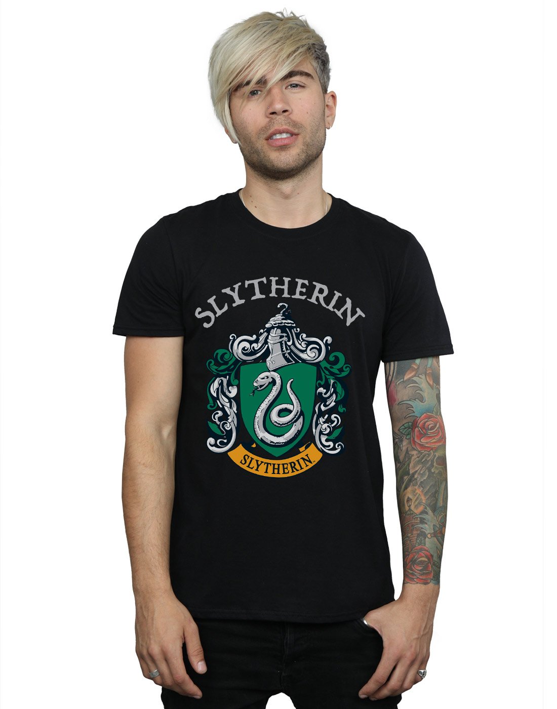 Harry Potter Men's Black Slytherin Crest T-Shirt Small
