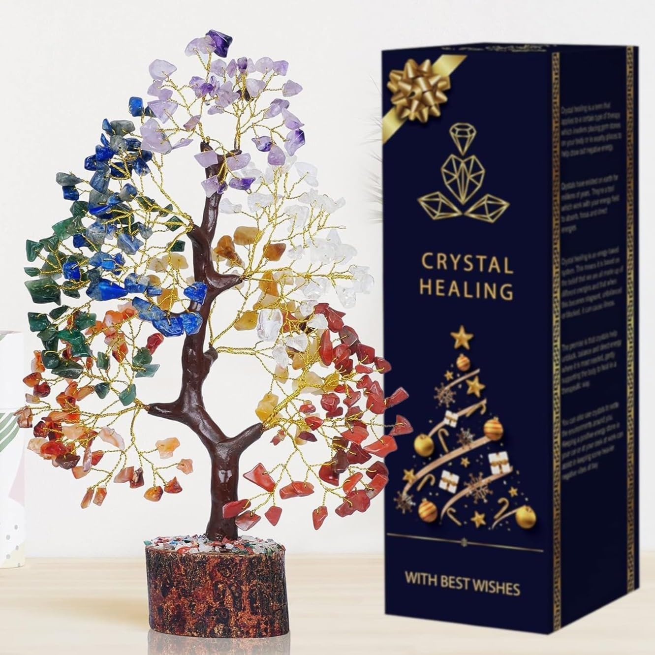 - PREK Seven Chakra Crystal Tree Showpiece Good Luck Home Decor Living Room Decoration Items, Wedding Gift for Couples, Feng Shui Bonsai Money Tree of Life for Positive Energy, 11 inch Size, Multicolor