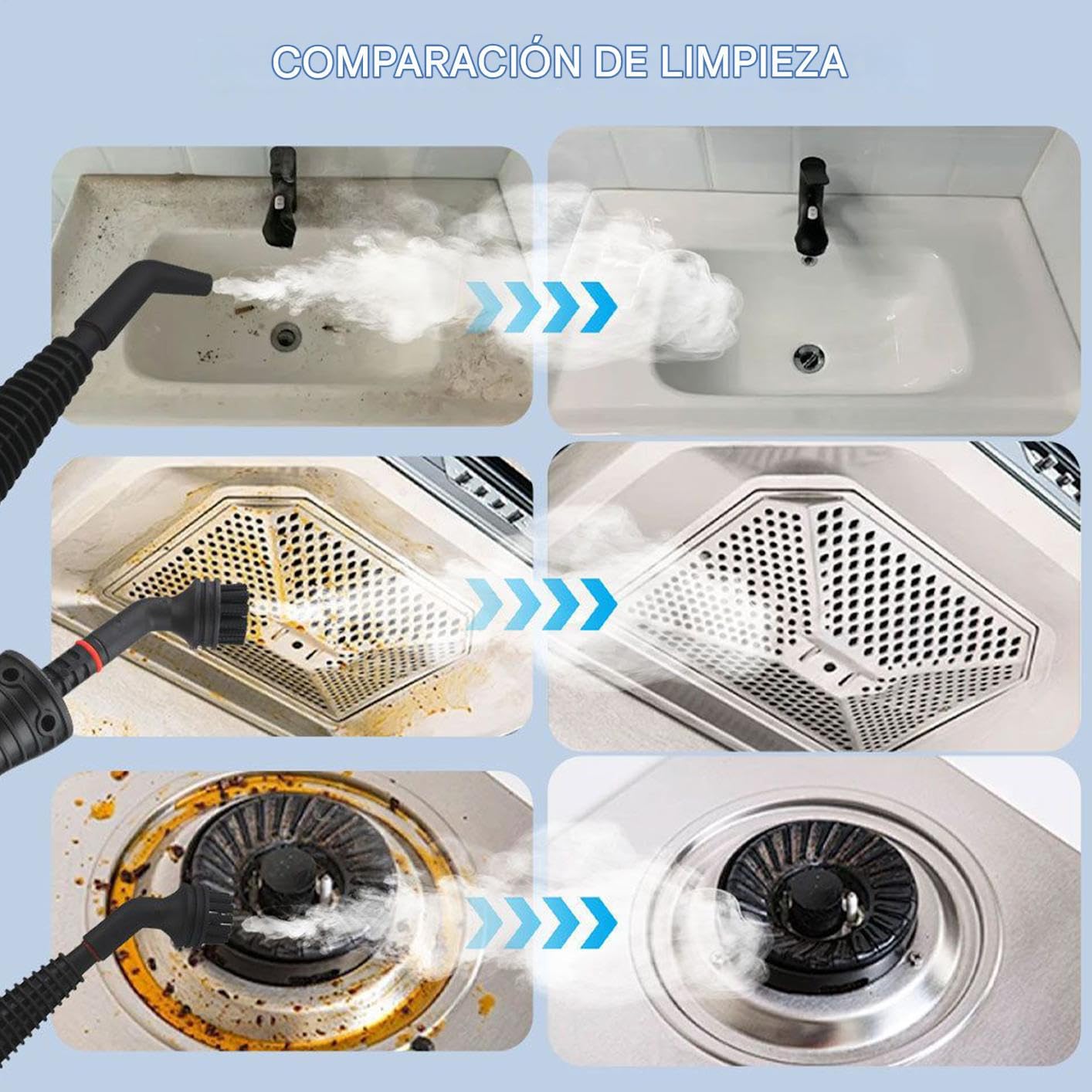 Máquina Limpiadora a Vapor Equipo de limpieza, mopa y quitamanchas | Limpiador a Vapor para Azulejos Alfombra, tapicería, sofá, muebles, tapete, suelos de madera, baldosas, telas y ropa,
