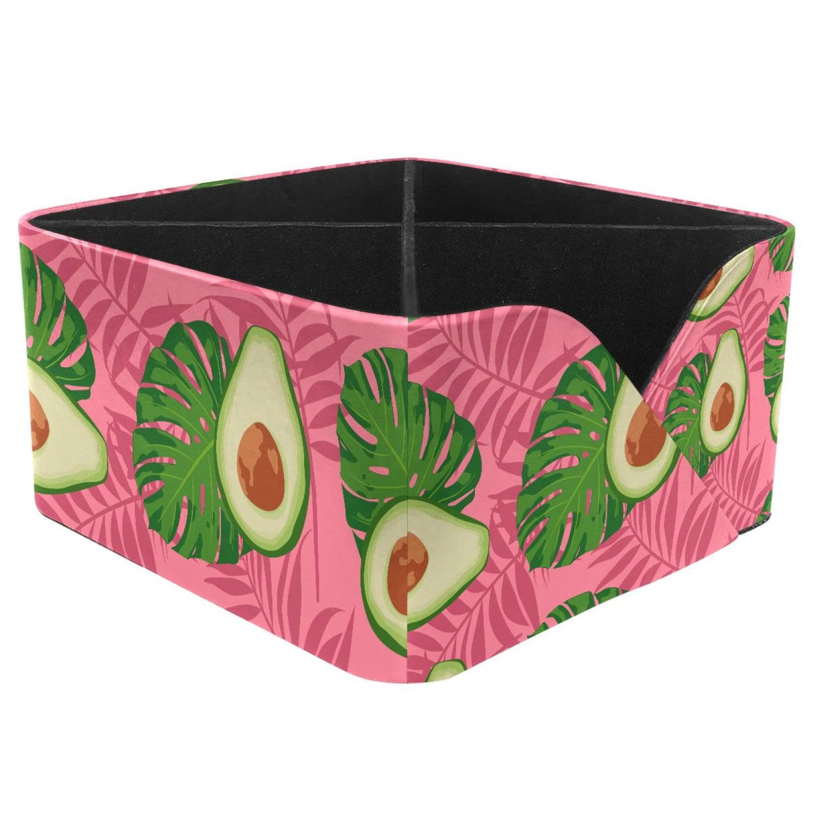 KengjuTesu Avocado Slices and Leaves Desktop Organizer Pen Holder, Rectangular Pencil Cup for Office, Study and Makeup Stations
