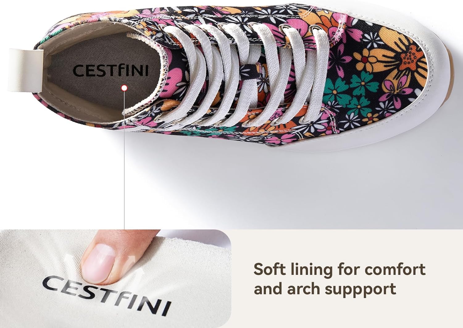 Cestfini Graffiti High Top Sneakers for Women Breathable White Black Platform Sneakers Lace up Womens Canvas Shoes - Image 5