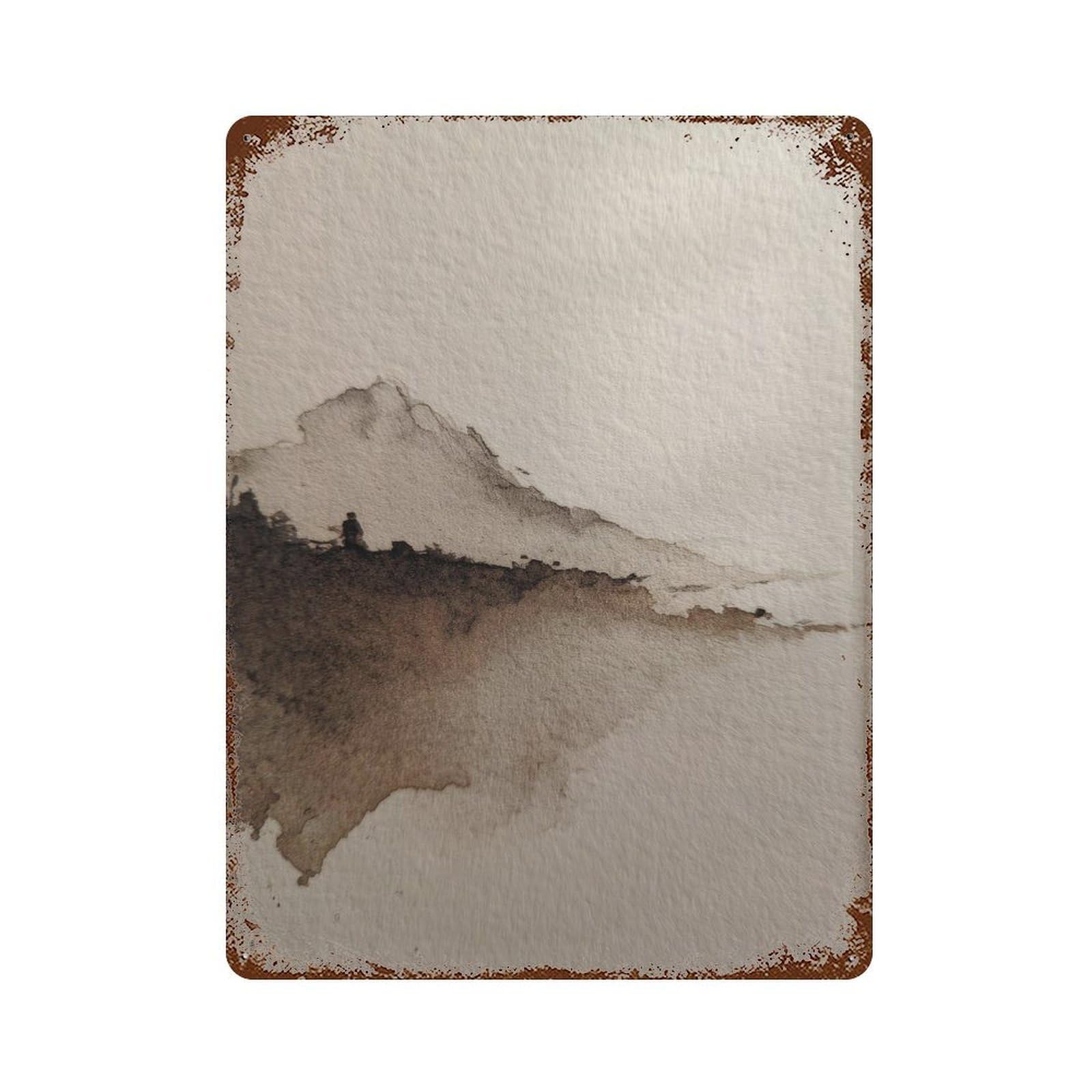 xiaoxiaoshen Abstract Landscape. Minimal Wabi Wall Decor Art Metal Tin Poster Modern Home Decor Art Home Bar Shop Decorations Vintage Sign 40x30cm