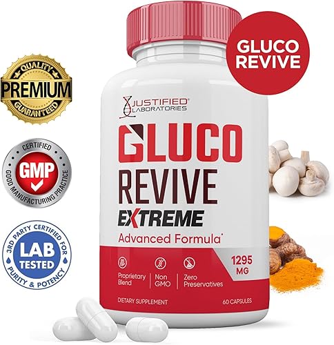 Miniatura 2 de Gluco Revive Extreme 1295MG Píldoras Glyco Support Fórmula avanzada Gluorevive Soporte de glucógeno formulado con cúrcuma berberina resveratrol ajo,