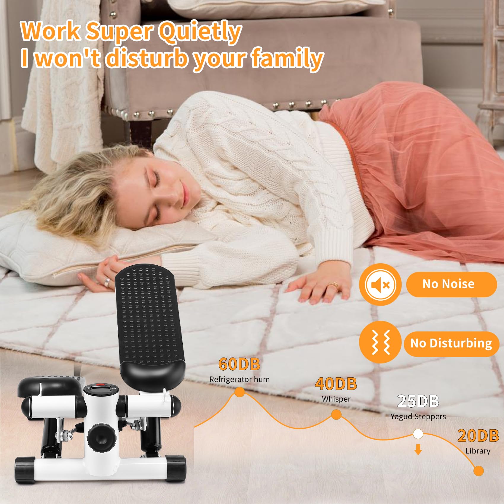 Stepper per esercizi a casa, mini stepper con fasce di resistenza e scaletta portatile, esercizio di modellamento del fitness, carico massimo 120 kg, step per allenamento con monitor LCD