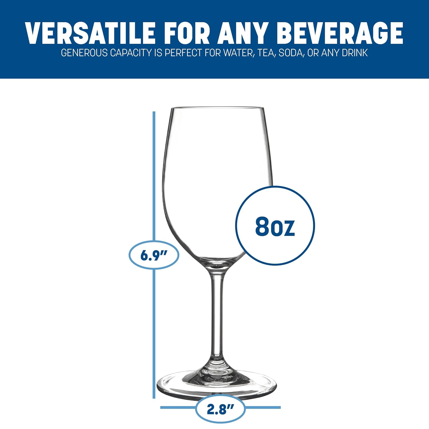 Carlisle FoodService Products Alibi Wine Glass for Restaurants, Catering, Kitchens, Plastic, 8 Ounces, Clear, (Pack of 24)