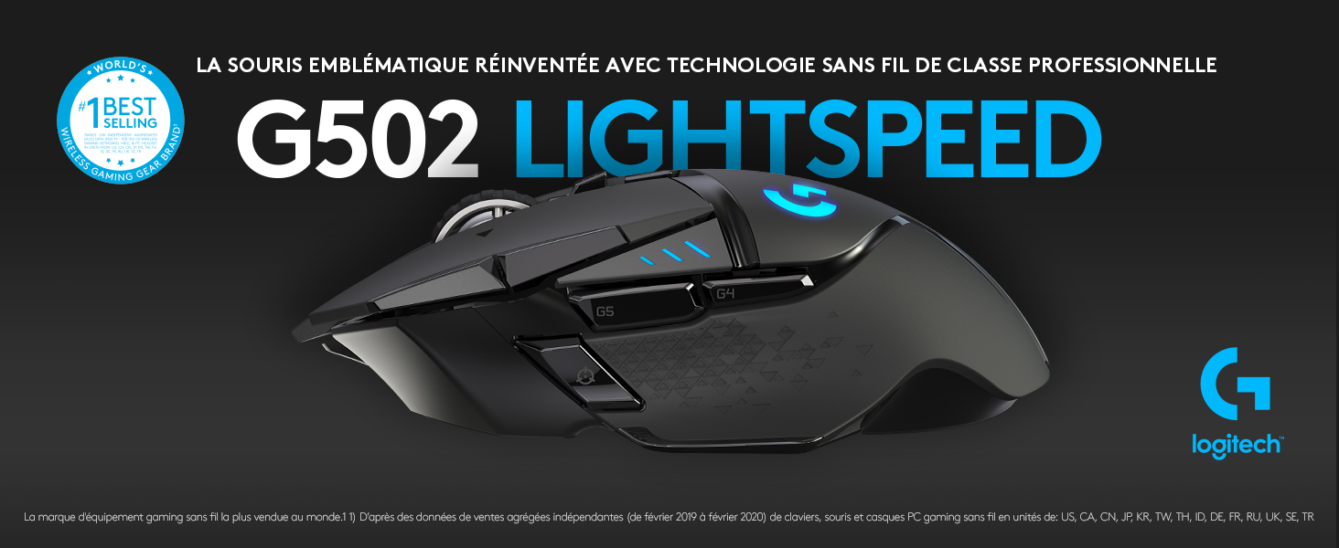 Logitech G502 LIGHTSPEED Wireless Gaming Mouse, HERO 25K Sensor