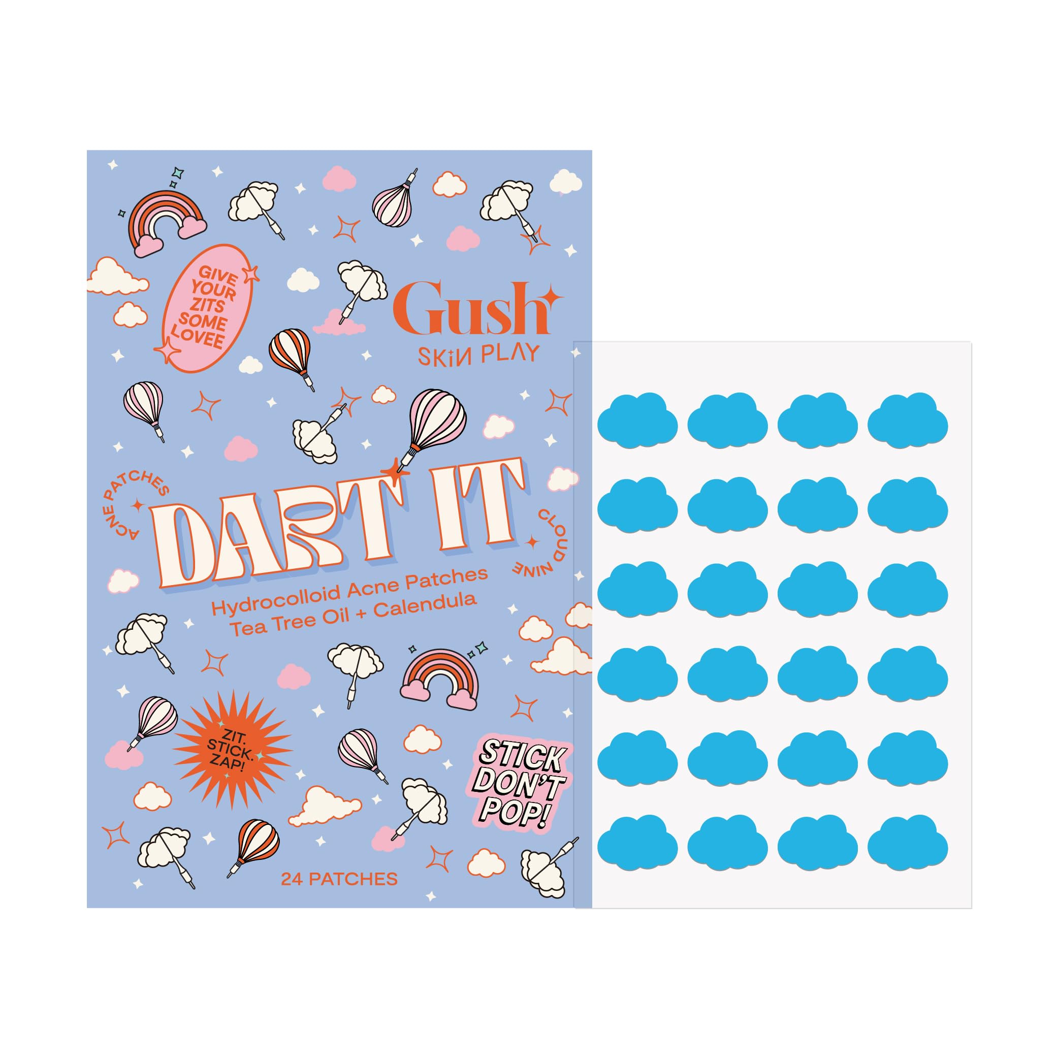 Sponsored Ad - Gush Beauty Acne Pimple Patch | 20 Hydrocolloid Patches with Tea Tree Oil | Reduces Acne Pimples Excess Oil Overnight | For All Skin Types (Blue Clouds)