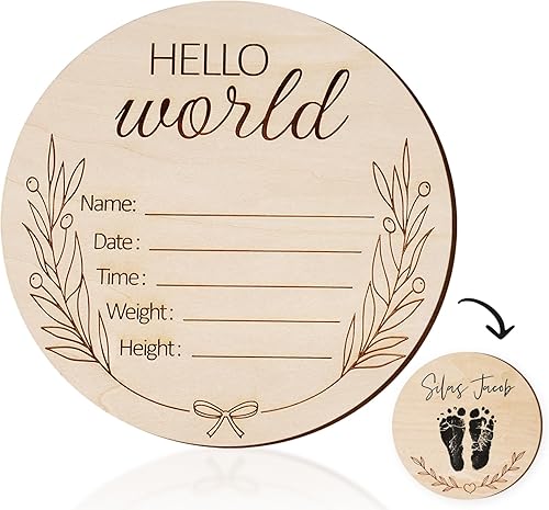 Letrero de anuncio de madera para bebé, 5.9 pulgadas, letrero de anuncio de nacimiento, letrero de anuncio de nombre de bebé para Hopspital Photo