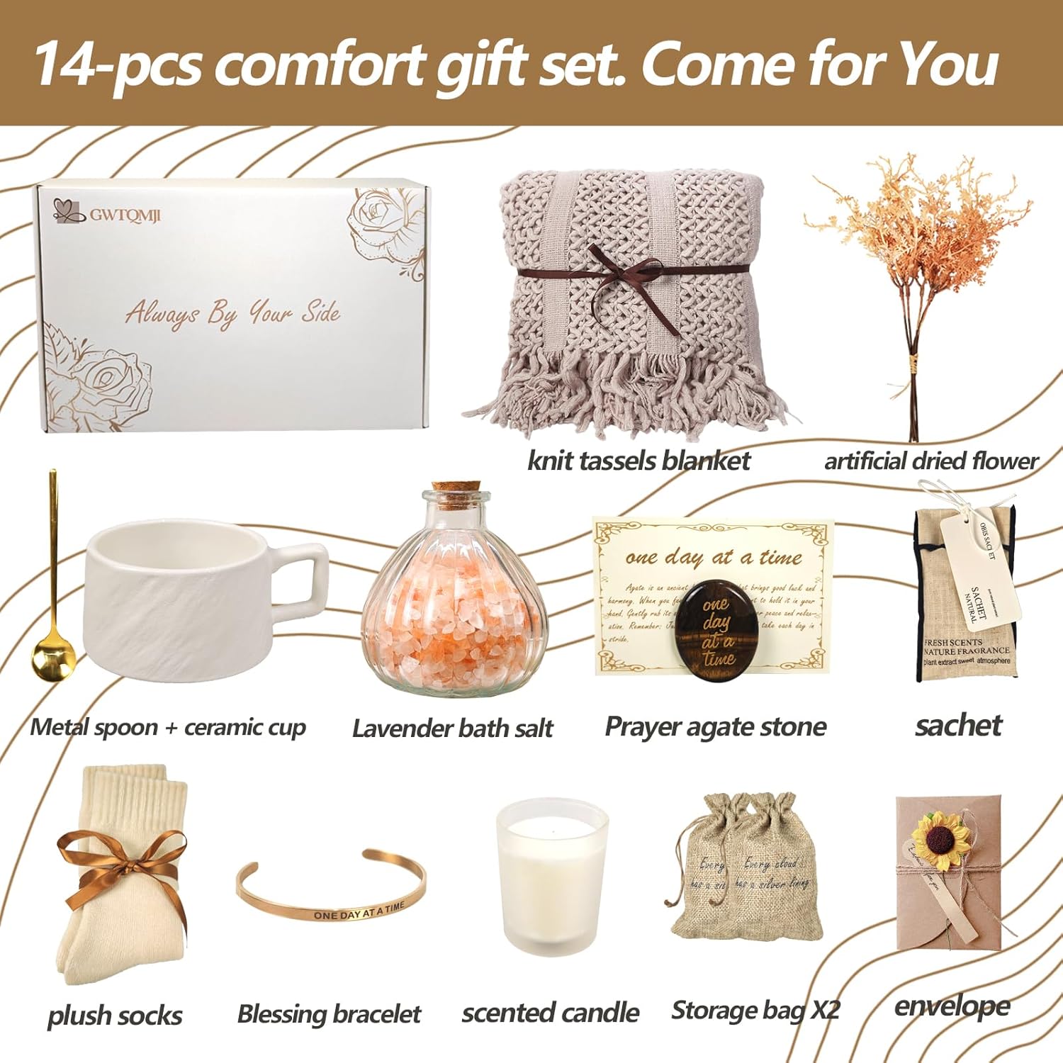 Get Well Soon Gift Baskets for Women, Sympathy Gift Baskets,Care Package for Women,Bereavement/Miscarriage/Grief Gifts Creamy White