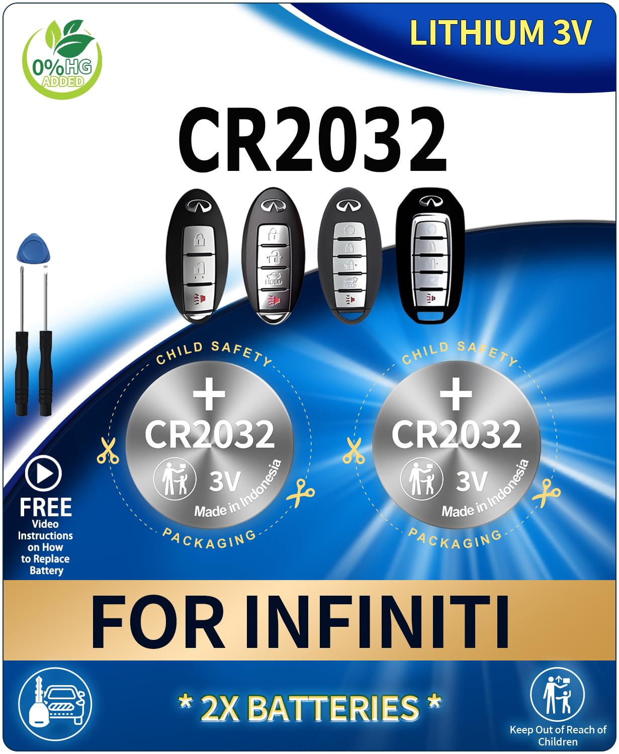 IYUKETROR Key Fob Replacement Batteries for Infiniti (2007-2020) EX35 FX35 FX37 FX50 G25 G35 G37 JX35 Q40 Q50 Q60 Coupe QX50 QX60 QX70 Smart Remote (