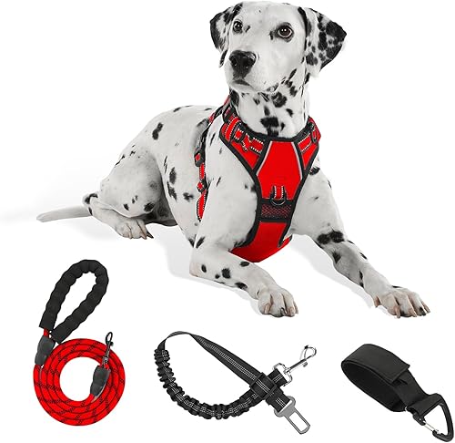 Miniatura 1 de FURRYFECTION Arnés sin tirones para perro, arnés de chaleco reflectante con correa para no estrangulamiento, chaleco acolchado suave para perro,