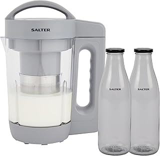 Salter COMBO-8796 Maker-Nutrient-Rich Plant & Dairy, 1.6L Vegan Nut Machine, Oat/Hazelnut/Coconut/Almond, Transparent Design, Tritan BPA Free Plastic, Milk Bottles Included